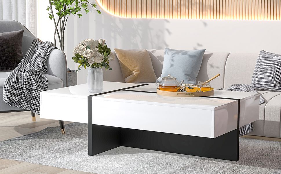 Rosmary High Gloss Surface Cocktail Table by Orien - Comfortable Living Decor