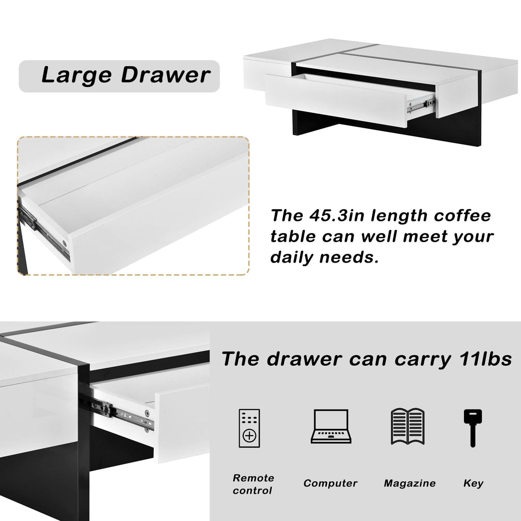 Rosmary High Gloss Surface Cocktail Table by Orien - Comfortable Living Decor