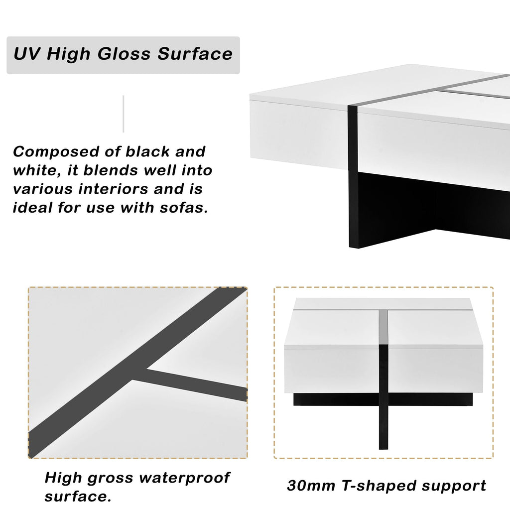 Rosmary High Gloss Surface Cocktail Table by Orien - Comfortable Living Decor