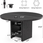 Round Dining Table with Storage, Modern Wood Dinner Table - Comfortable Living Decor