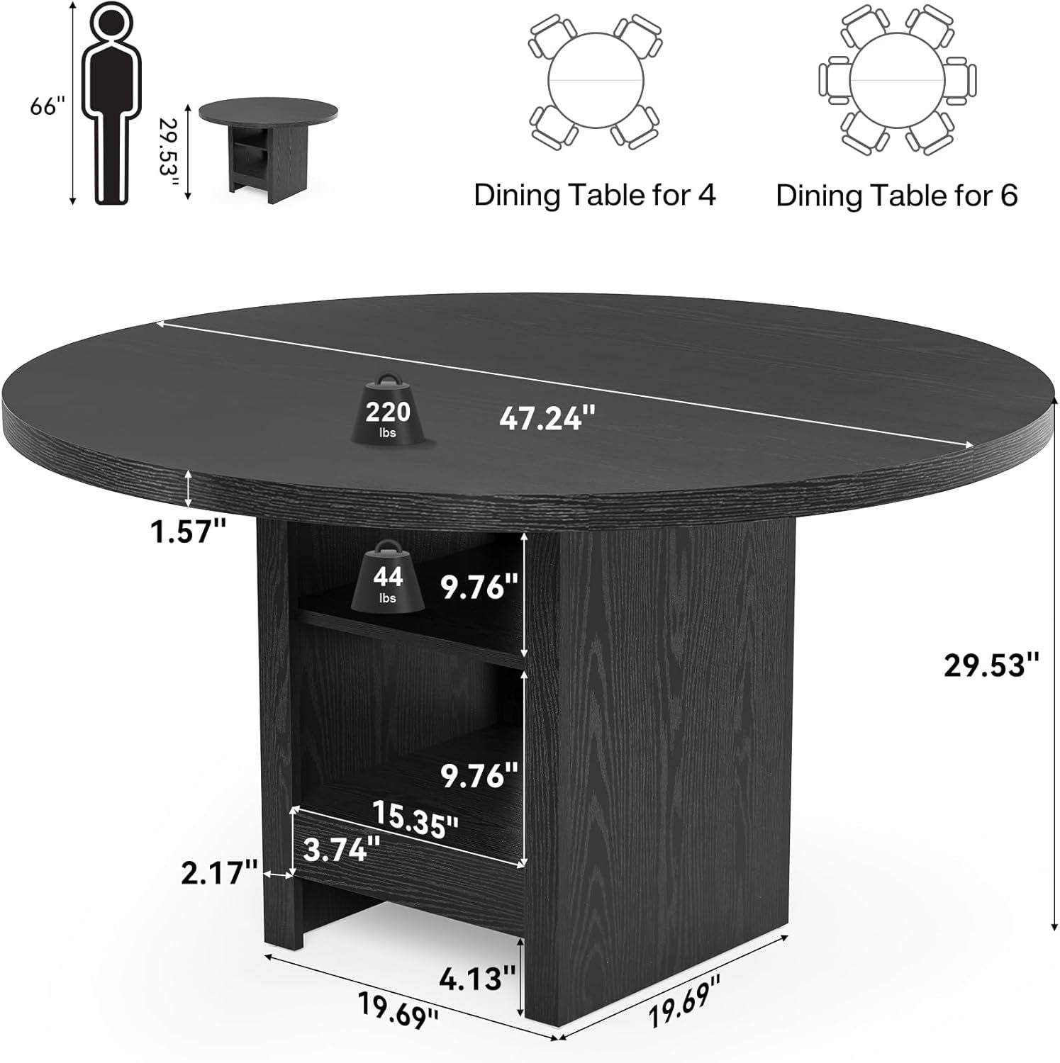 Round Dining Table with Storage, Modern Wood Dinner Table - Comfortable Living Decor