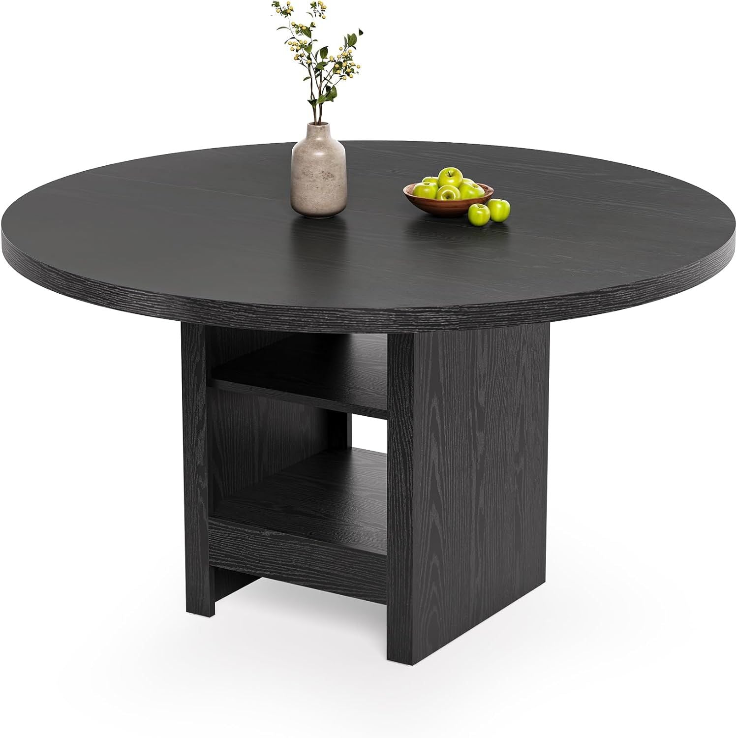 Round Dining Table with Storage, Modern Wood Dinner Table - Comfortable Living Decor