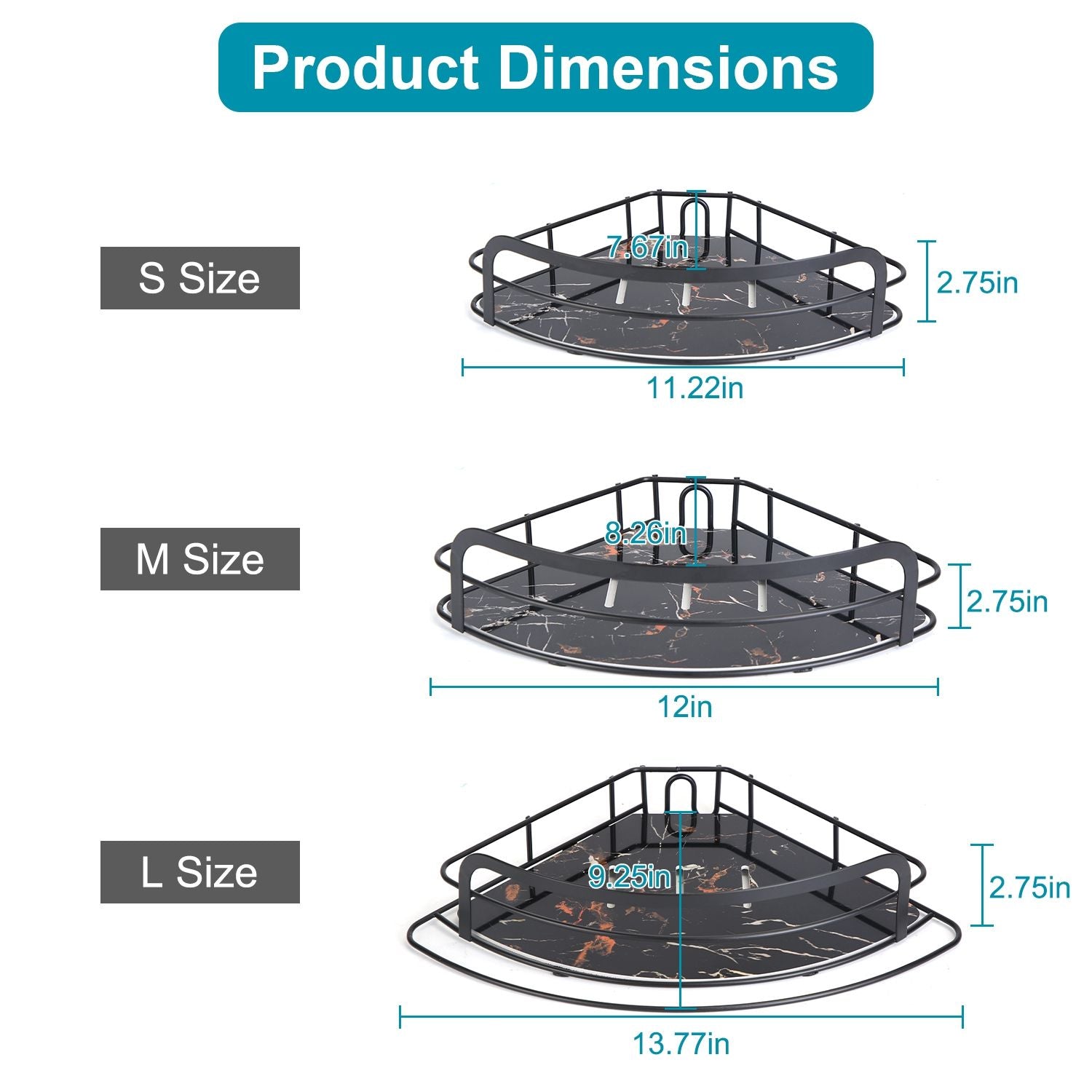 Rust - Resistant Corner Shower Caddy For Bathroom 4 Height Adjustable Shelves With Tension Pole Towel Bar Hanging Hook Floor Standing Bath Storage Rack 8.66 - 116.14IN - Comfortable Living Decor