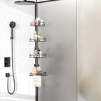 Rust - Resistant Corner Shower Caddy For Bathroom 4 Height Adjustable Shelves With Tension Pole Towel Bar Hanging Hook Floor Standing Bath Storage Rack 8.66 - 116.14IN - Comfortable Living Decor