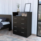 Serbian Four Drawer Dresser, Superior Top, One Open Shelf - Comfortable Living Decor