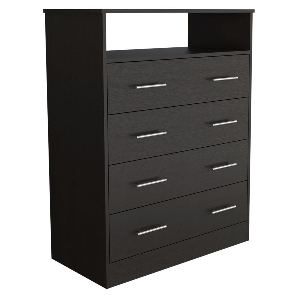 Serbian Four Drawer Dresser, Superior Top, One Open Shelf - Comfortable Living Decor
