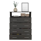 Serbian Four Drawer Dresser, Superior Top, One Open Shelf - Comfortable Living Decor