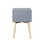 Side Table with 2 Drawer and Rubber Wood Legs; Mid - Century Modern Storage Cabinet for Bedroom Living Room Furniture; Gray - Comfortable Living Decor