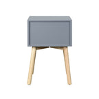 Side Table with 2 Drawer and Rubber Wood Legs; Mid - Century Modern Storage Cabinet for Bedroom Living Room Furniture; Gray - Comfortable Living Decor