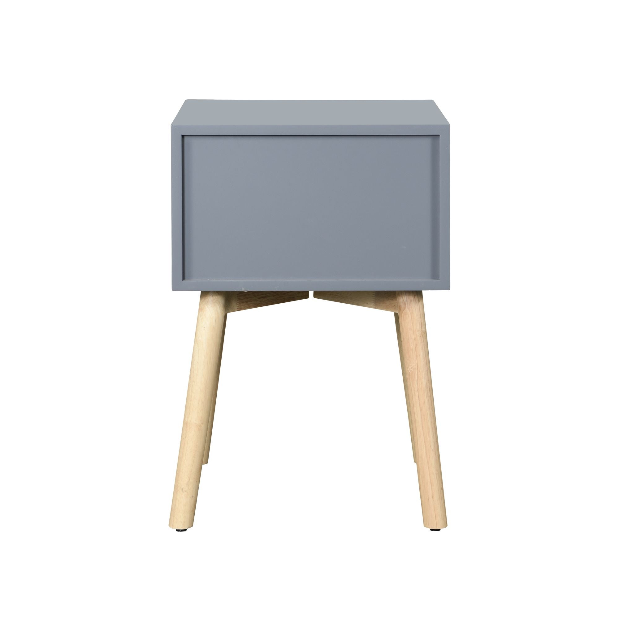 Side Table with 2 Drawer and Rubber Wood Legs; Mid - Century Modern Storage Cabinet for Bedroom Living Room Furniture; Gray - Comfortable Living Decor