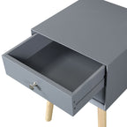 Side Table with 2 Drawer and Rubber Wood Legs; Mid - Century Modern Storage Cabinet for Bedroom Living Room Furniture; Gray - Comfortable Living Decor