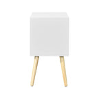 Side Table with 2 Drawer and Rubber Wood Legs; Mid - Century Modern Storage Cabinet for Bedroom Living Room Furniture; White - Comfortable Living Decor
