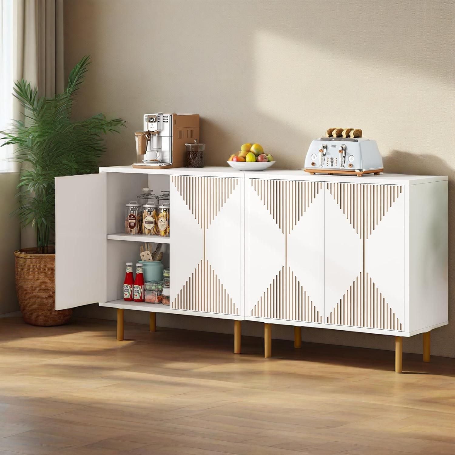 Sideboard Buffet Cabinet, Modern Sideboard Cabinet with 4 Doors - Comfortable Living Decor