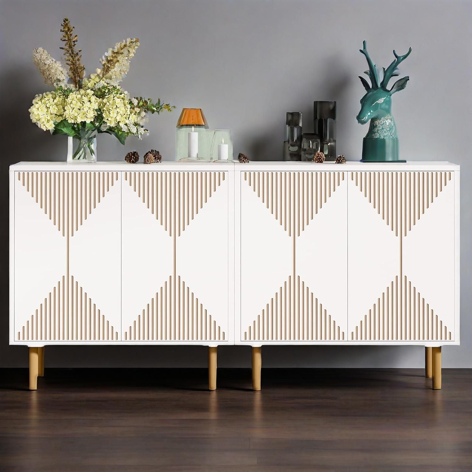 Sideboard Buffet Cabinet, Modern Sideboard Cabinet with 4 Doors - Comfortable Living Decor