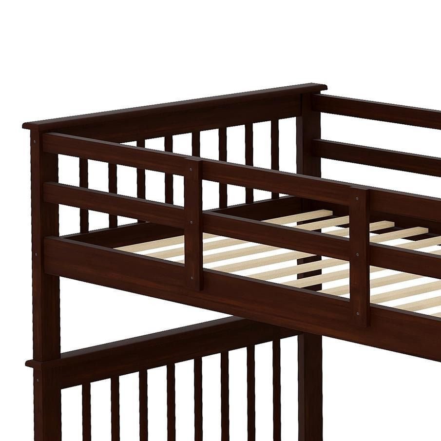 Stairway Twin - Over - Twin Bunk Bed with Storage and Guard Rail for Bedroom, Dorm - Comfortable Living Decor