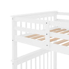 Stairway Twin - Over - Twin Bunk Bed with Storage and Guard Rail for Bedroom, Dorm - Comfortable Living Decor