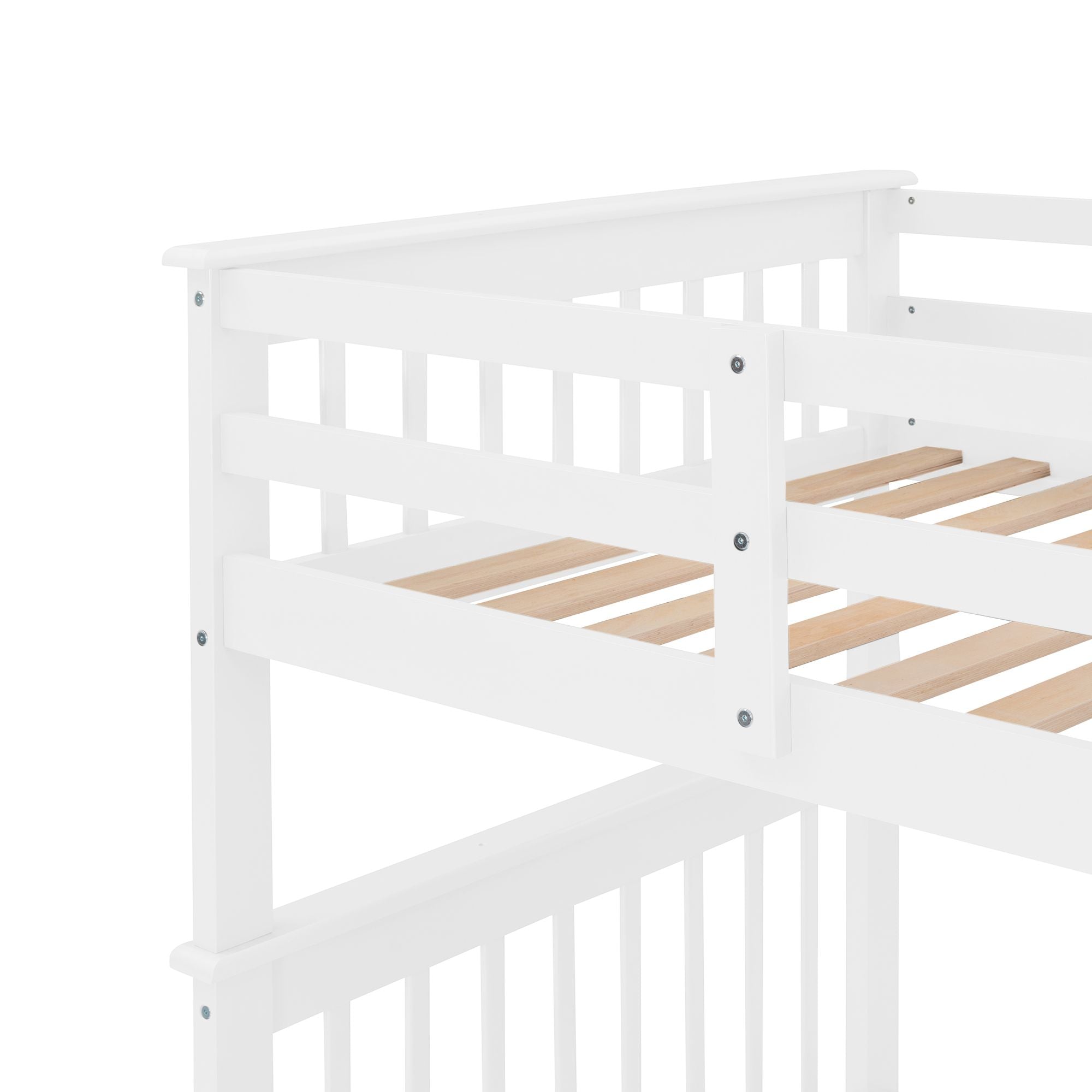 Stairway Twin - Over - Twin Bunk Bed with Storage and Guard Rail for Bedroom, Dorm - Comfortable Living Decor