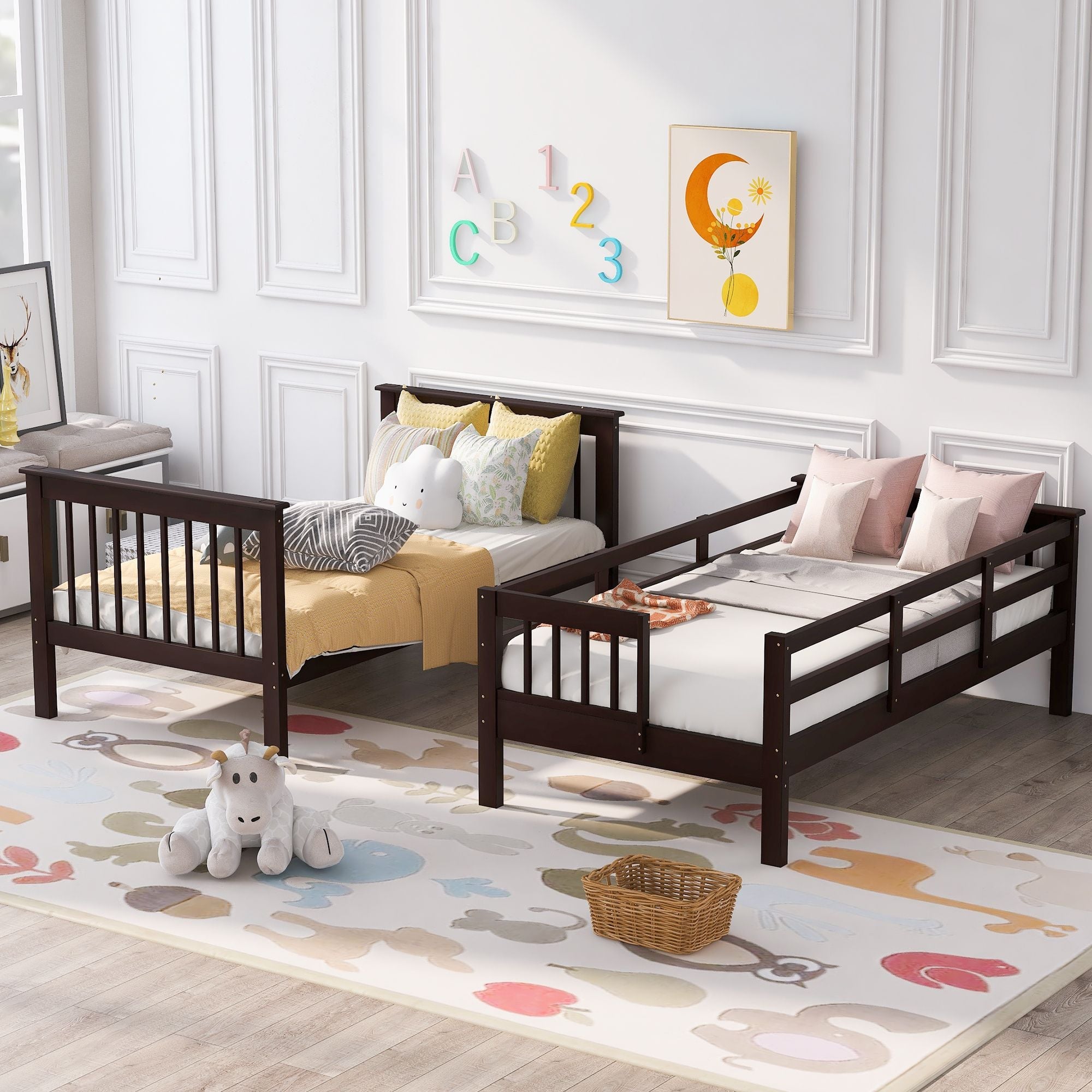 Stairway Twin - Over - Twin Bunk Bed with Storage and Guard Rail for Bedroom, Dorm - Comfortable Living Decor