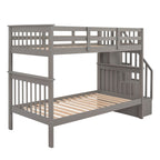 Stairway Twin - Over - Twin Bunk Bed with Storage and Guard Rail for Bedroom, Dorm - Comfortable Living Decor