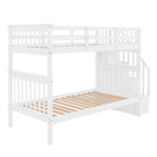 Stairway Twin - Over - Twin Bunk Bed with Storage and Guard Rail for Bedroom, Dorm - Comfortable Living Decor