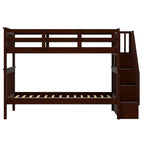 Stairway Twin - Over - Twin Bunk Bed with Storage and Guard Rail for Bedroom, Dorm - Comfortable Living Decor
