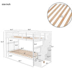 Stairway Twin - Over - Twin Bunk Bed with Storage and Guard Rail for Bedroom, Dorm - Comfortable Living Decor