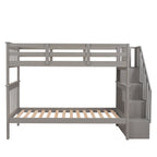 Stairway Twin - Over - Twin Bunk Bed with Storage and Guard Rail for Bedroom, Dorm - Comfortable Living Decor