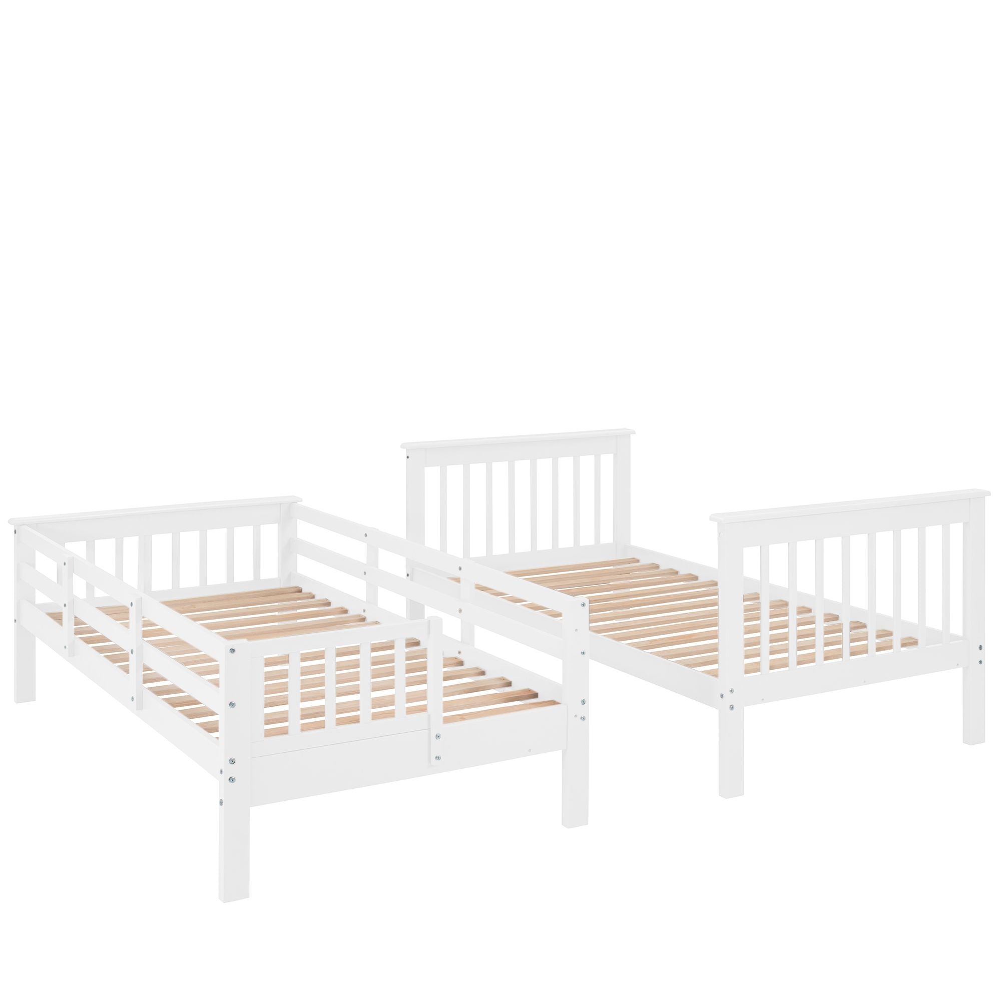 Stairway Twin - Over - Twin Bunk Bed with Storage and Guard Rail for Bedroom, Dorm - Comfortable Living Decor