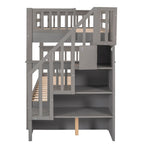 Stairway Twin - Over - Twin Bunk Bed with Storage and Guard Rail for Bedroom, Dorm - Comfortable Living Decor