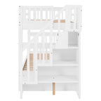 Stairway Twin - Over - Twin Bunk Bed with Storage and Guard Rail for Bedroom, Dorm - Comfortable Living Decor