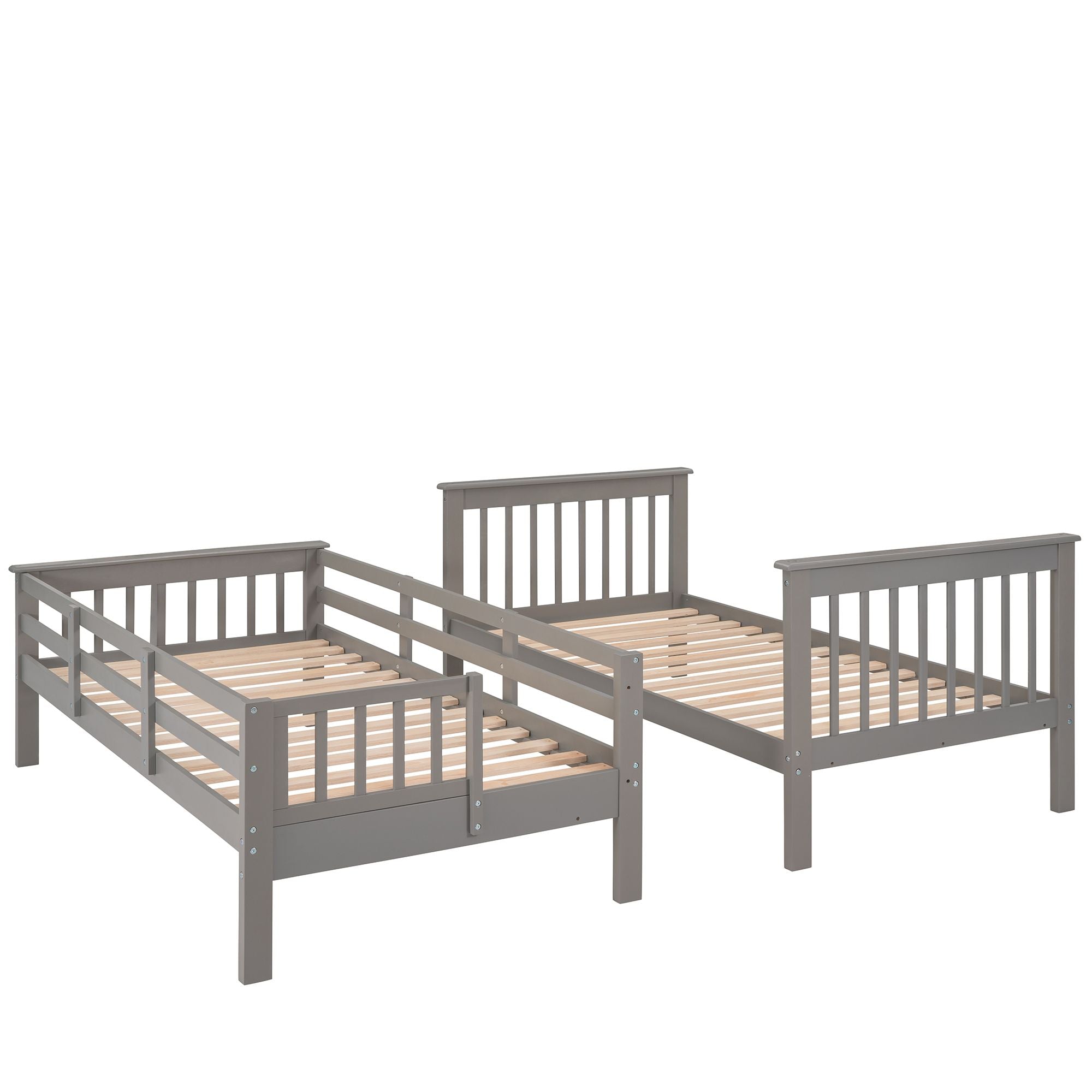 Stairway Twin - Over - Twin Bunk Bed with Storage and Guard Rail for Bedroom, Dorm - Comfortable Living Decor