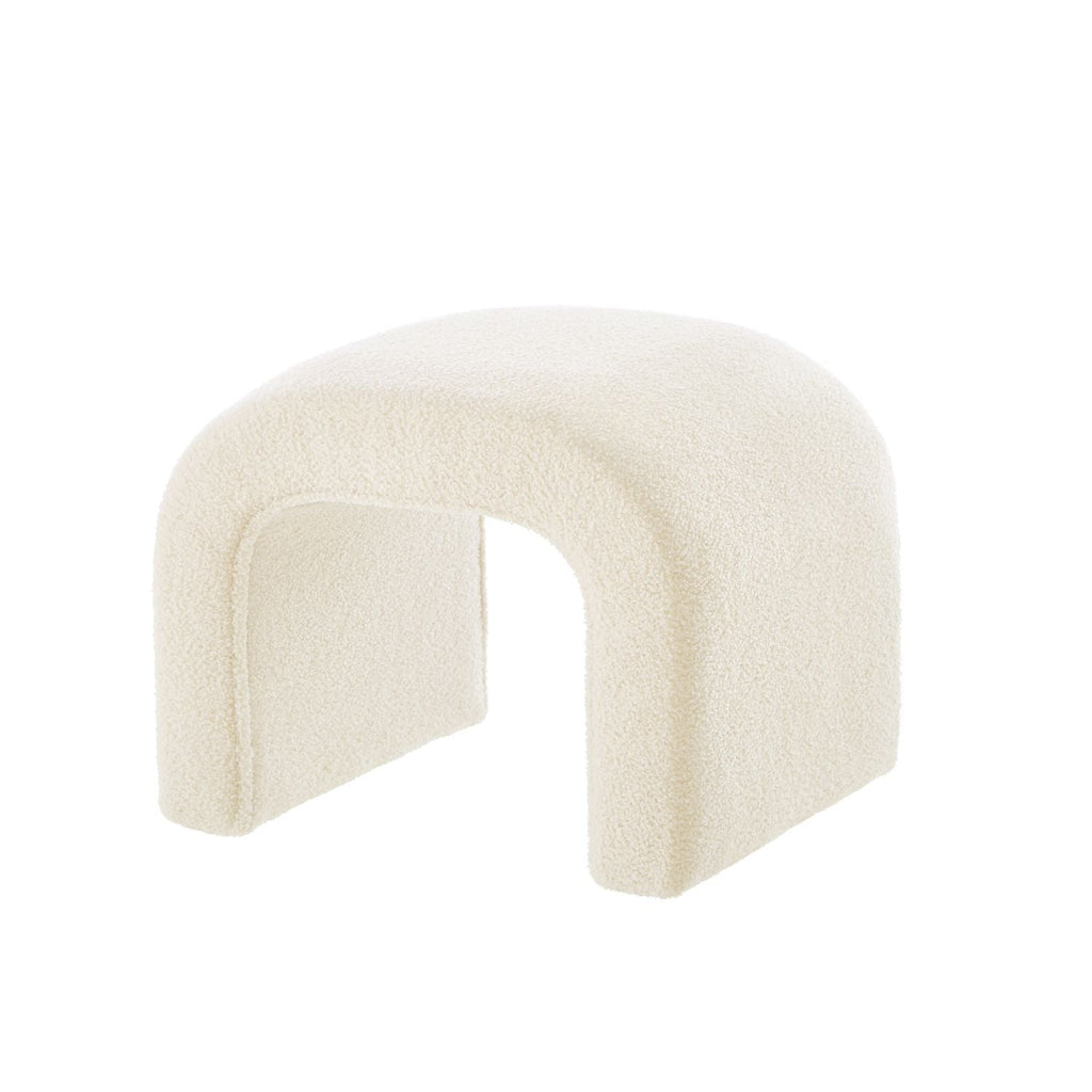 Stylish Cream U - Shaped Ottoman & Bench Set - Perfect for Entryways and Bedroom Footrests - Comfortable Living Decor