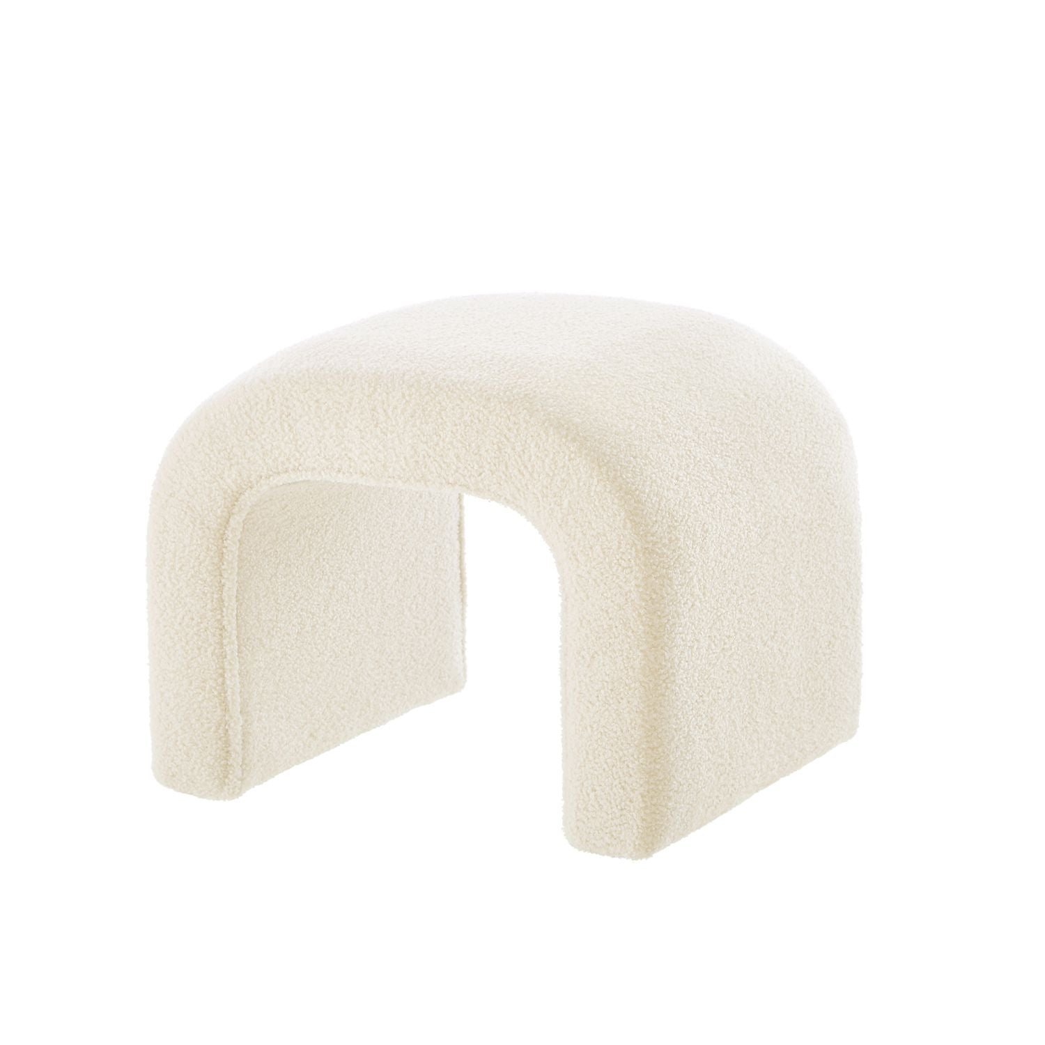 Stylish Cream U - Shaped Ottoman & Bench Set - Perfect for Entryways and Bedroom Footrests - Comfortable Living Decor