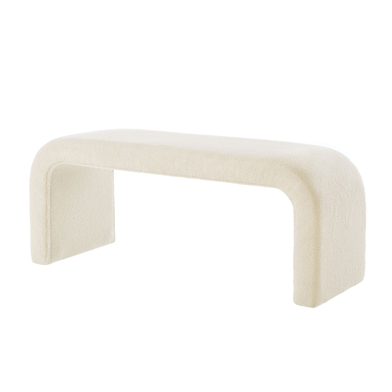 Stylish Cream U - Shaped Ottoman & Bench Set - Perfect for Entryways and Bedroom Footrests - Comfortable Living Decor