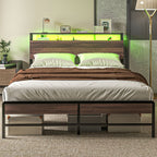 Stylish Queen Size Bed Frame w/ LED Lights by Homcom - Comfortable Living Decor