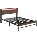 Stylish Queen Size Bed Frame w/ LED Lights by Homcom - Comfortable Living Decor