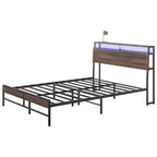 Stylish Queen Size Bed Frame w/ LED Lights by Homcom - Comfortable Living Decor