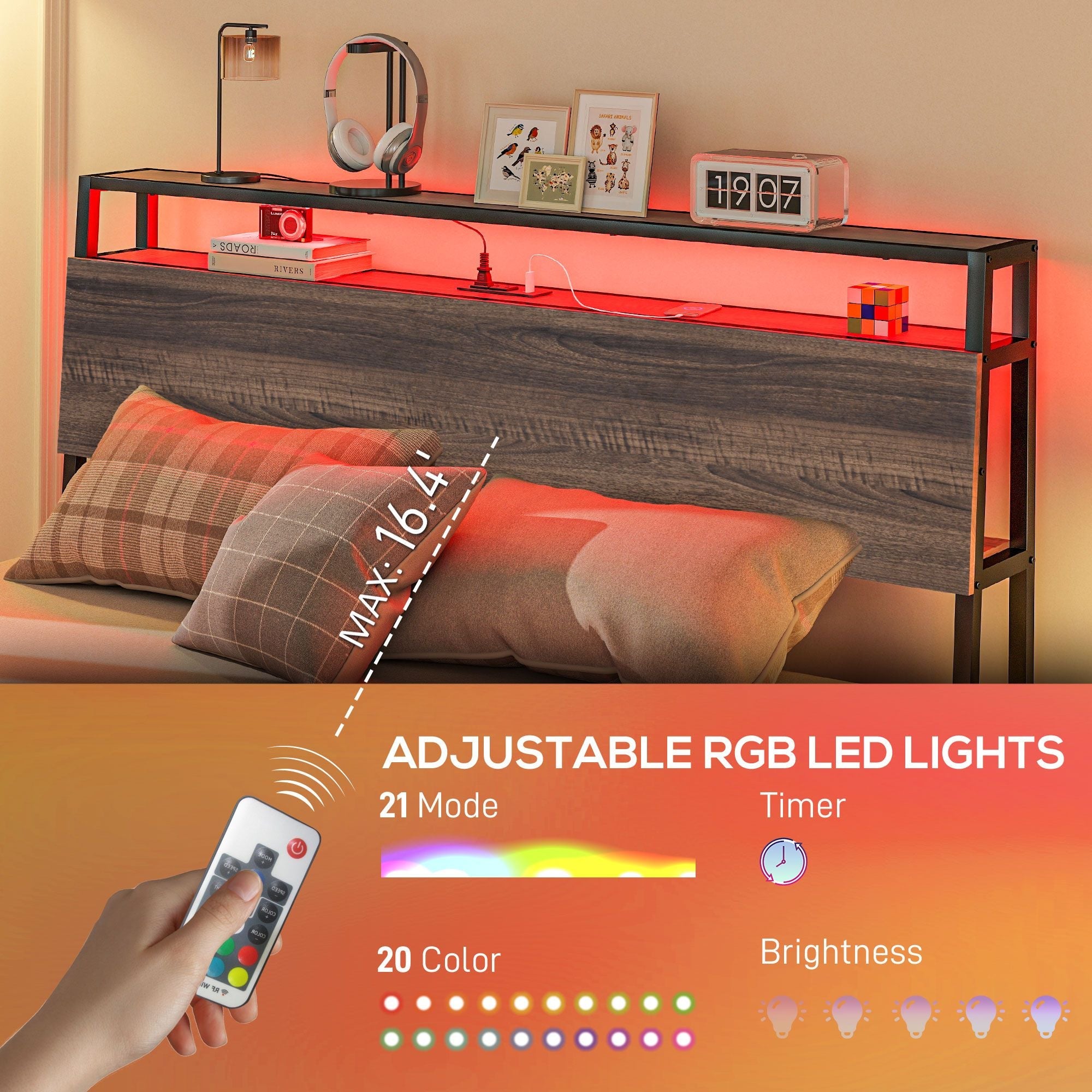 Stylish Queen Size Bed Frame w/ LED Lights by Homcom - Comfortable Living Decor