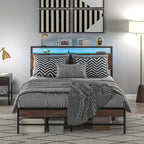 Stylish Queen Size Bed Frame w/ LED Lights by Homcom - Comfortable Living Decor