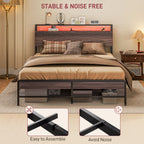 Stylish Queen Size Bed Frame w/ LED Lights by Homcom - Comfortable Living Decor
