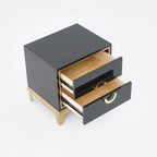 Tile Black Moderna Nightstand w/ Gold Finish by Rema Home - Comfortable Living Decor