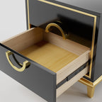 Tile Black Moderna Nightstand w/ Gold Finish by Rema Home - Comfortable Living Decor