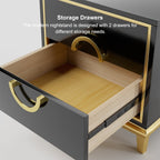 Tile Black Moderna Nightstand w/ Gold Finish by Rema Home - Comfortable Living Decor