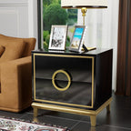 Tile Black Moderna Nightstand w/ Gold Finish by Rema Home - Comfortable Living Decor