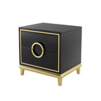 Tile Black Moderna Nightstand w/ Gold Finish by Rema Home - Comfortable Living Decor