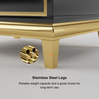 Tile Black Moderna Nightstand w/ Gold Finish by Rema Home - Comfortable Living Decor