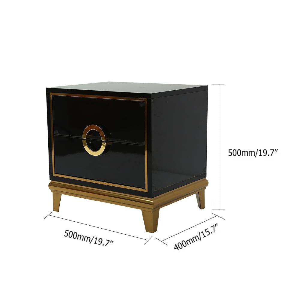 Tile Black Moderna Nightstand w/ Gold Finish by Rema Home - Comfortable Living Decor