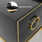 Tile Black Moderna Nightstand w/ Gold Finish by Rema Home - Comfortable Living Decor