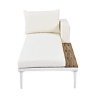 TOPMAX Modern Outdoor Daybed Patio Metal Daybed with Wood Topped Side Spaces for Drinks, 2 in 1 Padded Chaise Lounges for Poolside, Balcony, Deck, Beige - Comfortable Living Decor