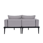 TOPMAX Modern Outdoor Daybed Patio Metal Daybed with Wood Topped Side Spaces for Drinks, 2 in 1 Padded Chaise Lounges for Poolside, Balcony, Deck, Gray - Comfortable Living Decor